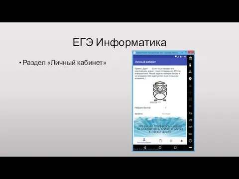 ЕГЭ Информатика Раздел «Личный кабинет»