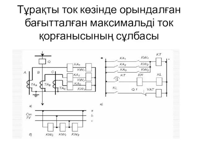 Тұрақты ток көзінде орындалған бағытталған максимальді ток қорғанысының сұлбасы