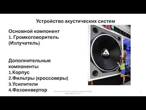 Основы технологий обработки аудио и видео информации 2015 г. Устройство акустических