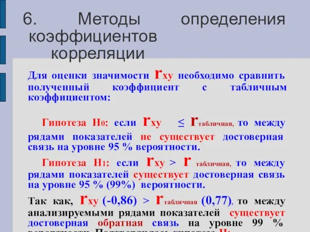 6. Методы определения коэффициентов корреляции Для оценки значимости rxy необходимо сравнить