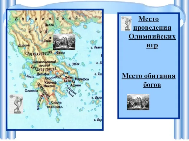 Место проведения Олимпийских игр Место обитания богов