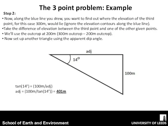 The 3 point problem: Example Step 2: Now, along the blue