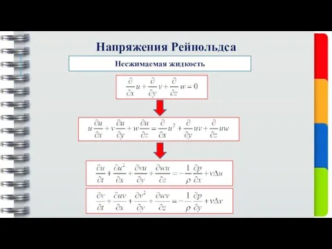 Напряжения Рейнольдса Несжимаемая жидкость