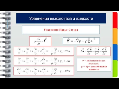 Уравнения Навье-Стокса Уравнения вязкого газа и жидкости