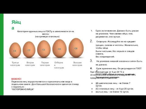 Яйца Срок изготовления. Должен быть указан на упаковке. Чем свежее яйцо,