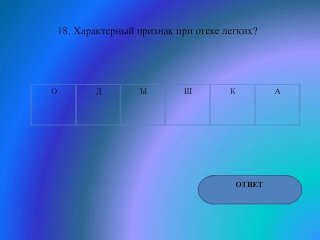 18. Характерный признак при отеке легких? ОТВЕТ