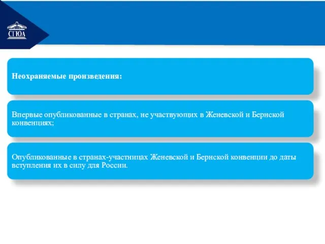 РЕМОНТ Неохраняемые произведения: Впервые опубликованные в странах, не участвующих в Женевской