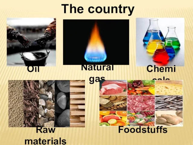 The country imports Oil Natural gas Raw materials Chemicals Foodstuffs