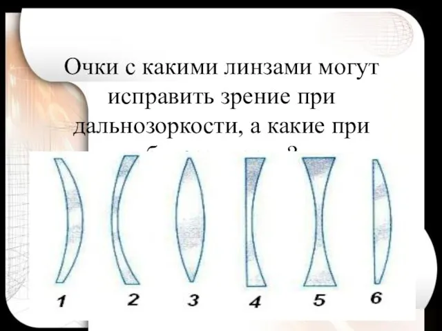 Очки с какими линзами могут исправить зрение при дальнозоркости, а какие при близорукости?