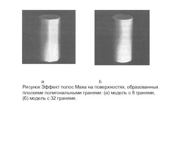 a b Рисунок Эффект полос Маха на поверхностях, образованных плоскими полигональными