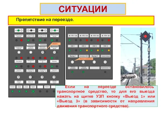 СИТУАЦИИ Препятствие на переезде. Если на переезде остановилось транспортное средство, то