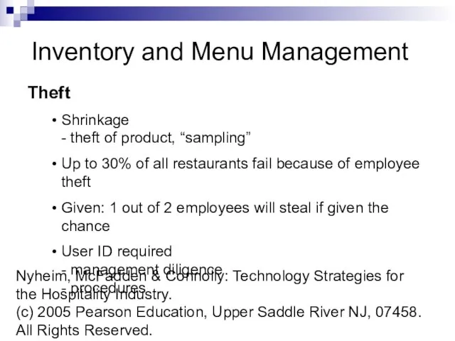 Nyheim, McFadden & Connolly: Technology Strategies for the Hospitality Industry. (c)