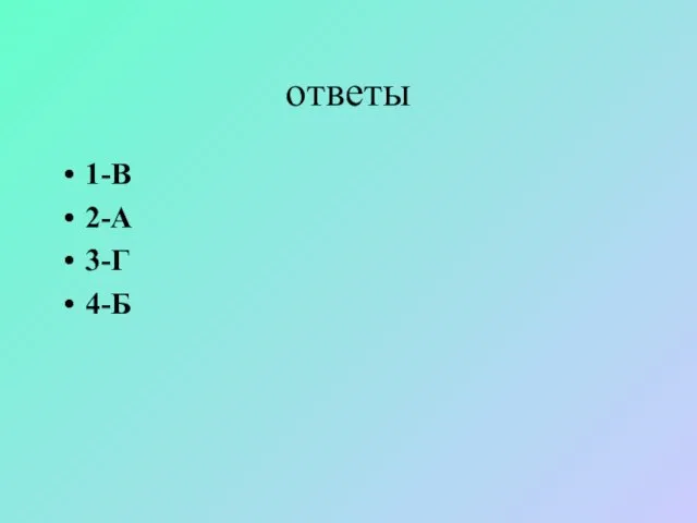 ответы 1-В 2-А 3-Г 4-Б