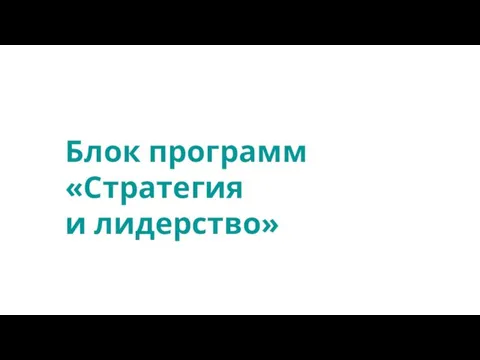 Блок программ «Стратегия и лидерство»