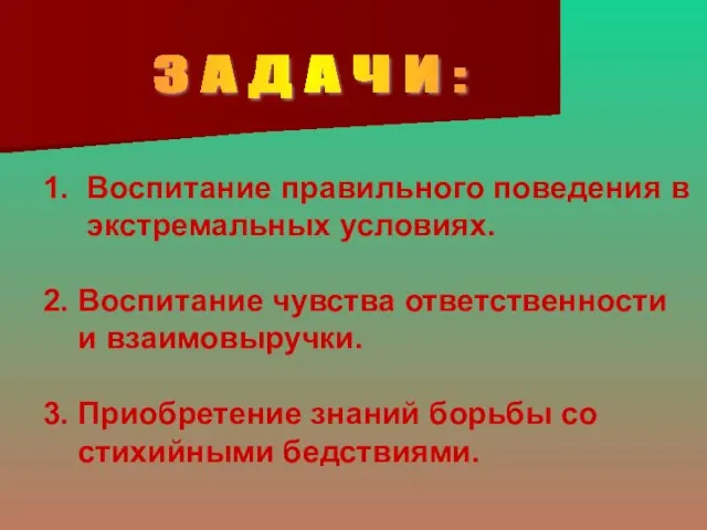 З А Д А Ч И : 1. Воспитание правильного поведения