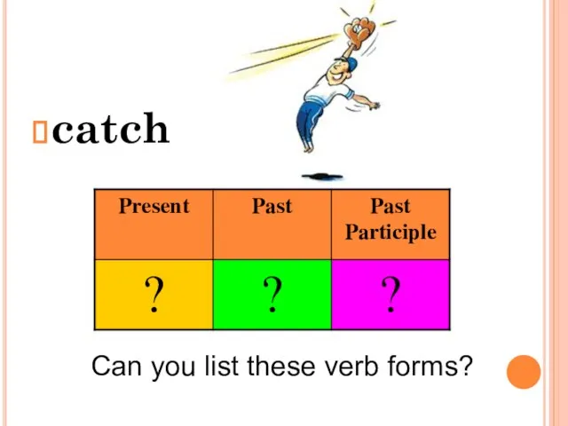 catch Can you list these verb forms?