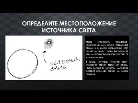 ОПРЕДЕЛИТЕ МЕСТОПОЛОЖЕНИЕ ИСТОЧНИКА СВЕТА Чтобы нарисовать трехмерное изображение, вам нужно определить: