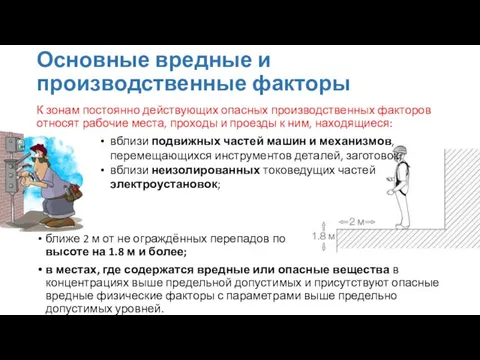 К зонам постоянно действующих опасных производственных факторов относят рабочие места, проходы