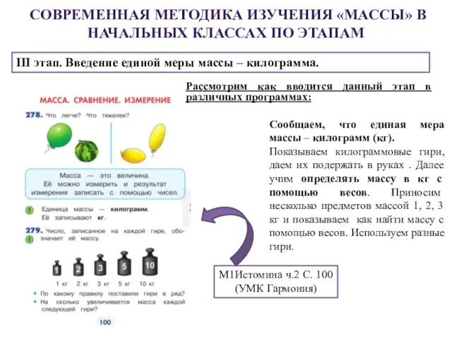 СОВРЕМЕННАЯ МЕТОДИКА ИЗУЧЕНИЯ «МАССЫ» В НАЧАЛЬНЫХ КЛАССАХ ПО ЭТАПАМ III этап.