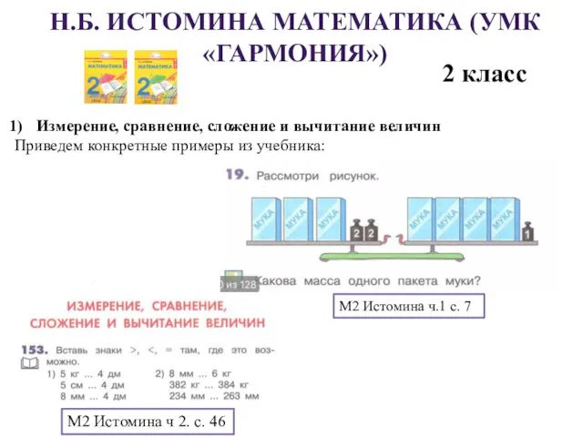 Н.Б. ИСТОМИНА МАТЕМАТИКА (УМК «ГАРМОНИЯ») 2 класс Измерение, сравнение, сложение и