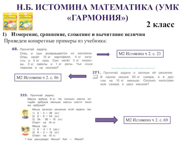 Н.Б. ИСТОМИНА МАТЕМАТИКА (УМК «ГАРМОНИЯ») 2 класс Измерение, сравнение, сложение и
