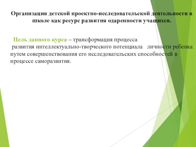 Организация детской проектно-исследовательской деятельности в школе как ресурс развития одаренности учащихся.