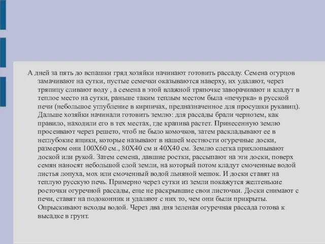 А дней за пять до вспашки гряд хозяйки начинают готовить рассаду.