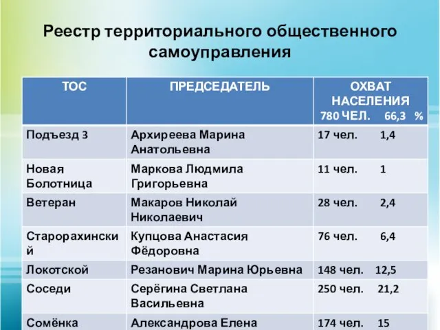 Реестр территориального общественного самоуправления