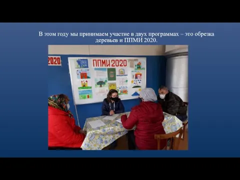 В этом году мы принимаем участие в двух программах – это обрезка деревьев и ППМИ 2020.