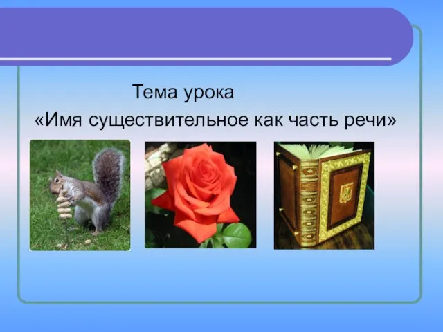 Тема урока «Имя существительное как часть речи»