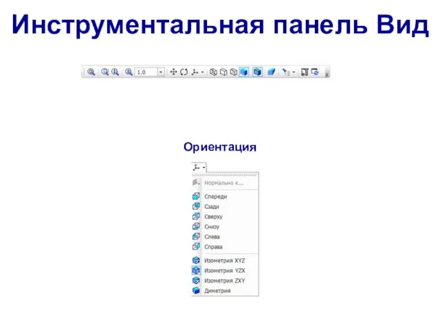 Инструментальная панель Вид Ориентация