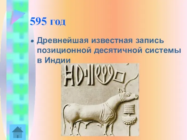 595 год Древнейшая известная запись позиционной десятичной системы в Индии