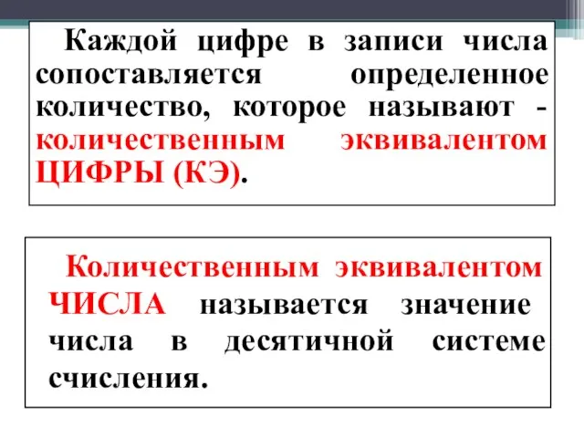 Каждой цифре в записи числа сопоставляется определенное количество, которое называют -