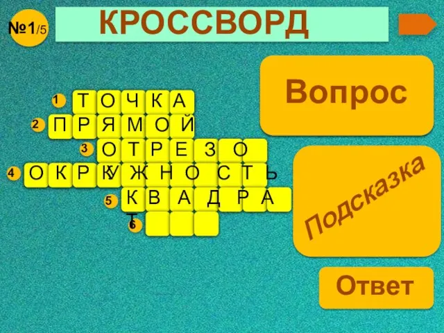 КРОССВОРД К В А Д Р А Т Т О Ч