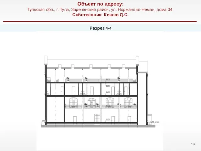 Разрез 4-4 Объект по адресу: Тульская обл., г. Тула, Зареченский район,