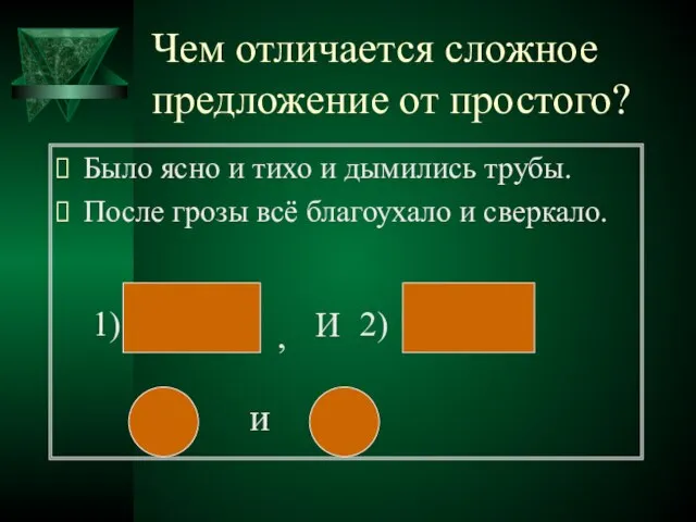 Чем отличается сложное предложение от простого? Было ясно и тихо и