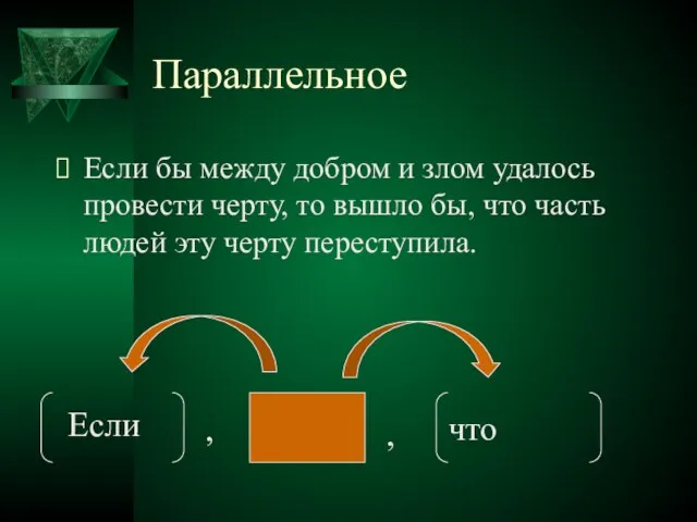 Параллельное Если бы между добром и злом удалось провести черту, то