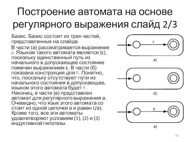 Построение автомата на основе регулярного выражения слайд 2/3 Базис. Базис состоит