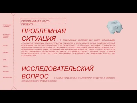 ПРОБЛЕМНАЯ СИТУАЦИЯ ИССЛЕДОВА- ТЕЛЬСКИЙ ВОПРОС ОБЪЕКТ ПРЕДМЕТ ЦЕЛЬ ЗАДАЧИ ВЫБОРКА МЕТОДОЛОГИЯ