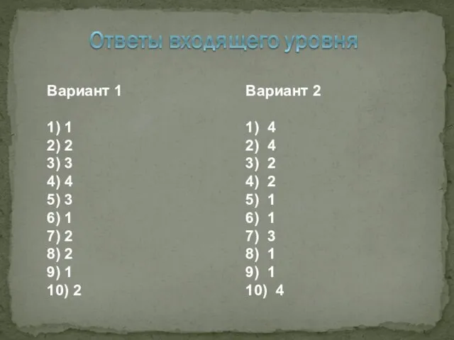 Вариант 1 1) 1 2) 2 3) 3 4) 4 5)