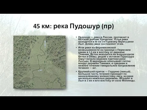 45 км: река Пудошур (пр) Пудошу́р — река в России, протекает