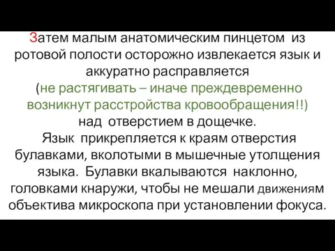 Затем малым анатомическим пинцетом из ротовой полости осторожно извлекается язык и