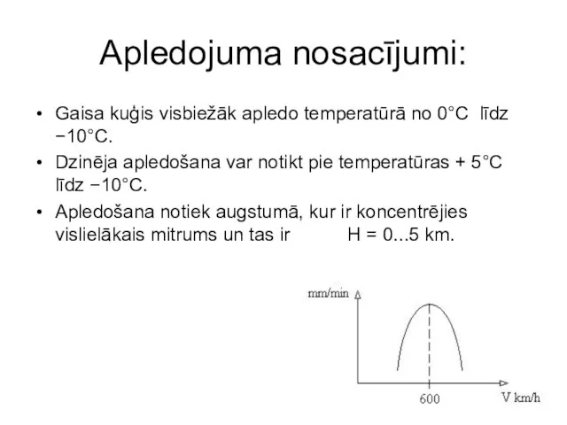 Apledojuma nosacījumi: Gaisa kuģis visbiežāk apledo temperatūrā no 0°C līdz −10°C.