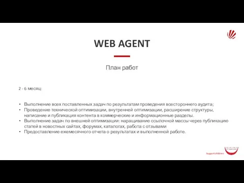 WEB AGENT План работ 2 - 6 месяц: Выполнение всех поставленных