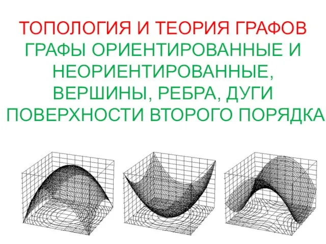 ТОПОЛОГИЯ И ТЕОРИЯ ГРАФОВ ГРАФЫ ОРИЕНТИРОВАННЫЕ И НЕОРИЕНТИРОВАННЫЕ, ВЕРШИНЫ, РЕБРА, ДУГИ ПОВЕРХНОСТИ ВТОРОГО ПОРЯДКА