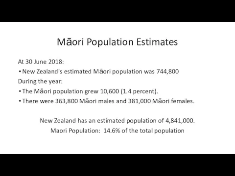 Māori Population Estimates At 30 June 2018: New Zealand's estimated Māori