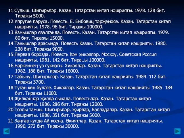 11.Сулыш. Шигырьләр. Казан. Татарстан китап нәшрияты. 1978. 128 бит. Тиражы 5000.