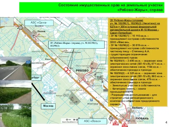 Состояние имущественных прав на земельные участки «Рябово-Жары», справа АЗС «Логас» АЗС