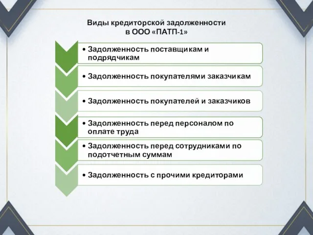 Виды кредиторской задолженности в ООО «ПАТП-1»