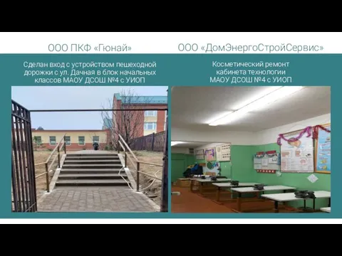 ООО ПКФ «Гюнай» Сделан вход с устройством пешеходной дорожки с ул.